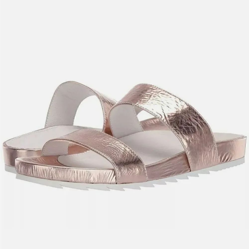 NIB J Slides NYC EDIE Leather Slides Sandal Glossy size 6